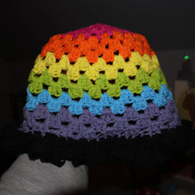 Load image into Gallery viewer, Rainbow Striped Crochet Bucket Hat