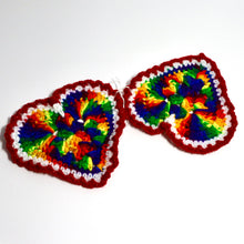 Load image into Gallery viewer, Rainbow Pride Crochet Heart Coasters