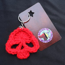 Load image into Gallery viewer, Fire Vampire Crochet Skull Keychain