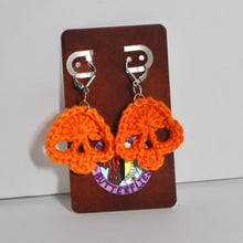 Load image into Gallery viewer, Pumpkin King Crochet Skull Earrings