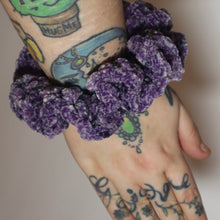 Load image into Gallery viewer, Static Television Crochet Velvet Scrunchie