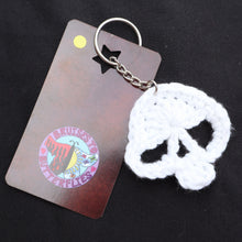 Load image into Gallery viewer, Glow Skeleton Crochet Skull Keychain
