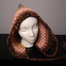 Load image into Gallery viewer, Fall Mocha Sparkle Crochet Hood