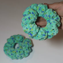 Load image into Gallery viewer, Polka Dot Monster Crochet Velvet Scrunchie