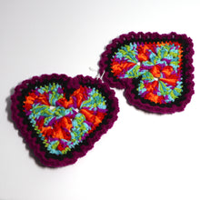 Load image into Gallery viewer, Party Print Crochet Heart Coasters