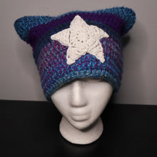 Load image into Gallery viewer, Purple Starship Crochet Cat Hat