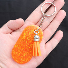 Load image into Gallery viewer, Sparkle Pumpkin Resin Halloween Keychain