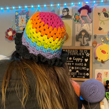 Load image into Gallery viewer, Rainbow Striped Crochet Bucket Hat