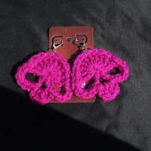 Load image into Gallery viewer, Potion Purple Crochet Skull Earrings