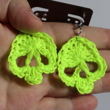 Load image into Gallery viewer, Neon Candy Crochet Skull Earrings