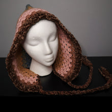 Load image into Gallery viewer, Fall Mocha Sparkle Crochet Hood