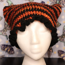 Load image into Gallery viewer, Halloween Stripes Frilly Cat Hat