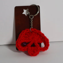 Load image into Gallery viewer, Fire Vampire Crochet Skull Keychain