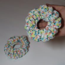 Load image into Gallery viewer, Monster Confetti Crochet Velvet Scrunchie
