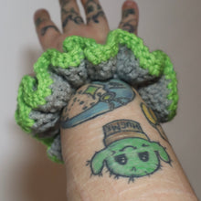 Load image into Gallery viewer, Gargoyle Green Crochet Scrunchie