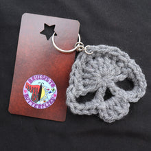 Load image into Gallery viewer, Sword of Secrets Crochet Skull Keychain