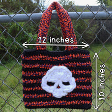 Load image into Gallery viewer, Skull Halloween One-of-Kind Crochet Tote Bag