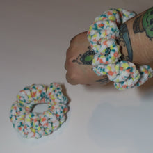 Load image into Gallery viewer, Monster Confetti Crochet Velvet Scrunchie