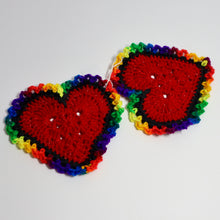 Load image into Gallery viewer, Pride Party Crochet Heart Coasters