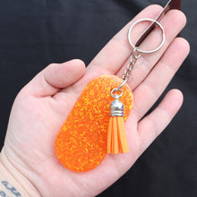 Load image into Gallery viewer, Sparkle Pumpkin Resin Halloween Keychain