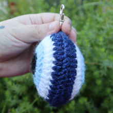 Load image into Gallery viewer, Deep Blue Sparkle Puffy Evil Eye Keychain