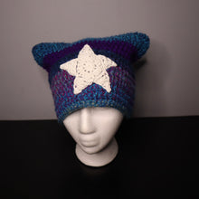 Load image into Gallery viewer, Purple Starship Crochet Cat Hat