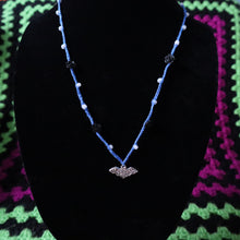 Load image into Gallery viewer, Batty Blue Crochet Beaded Necklace