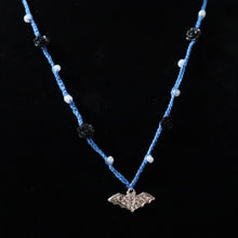 Load image into Gallery viewer, Batty Blue Crochet Beaded Necklace