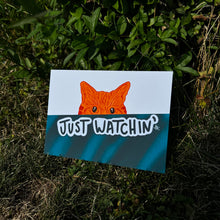 Load image into Gallery viewer, Salmon Cat is Just Watchin’ 5x7 Art Print by Alexis Kennedy