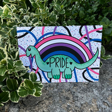 Load image into Gallery viewer, Gender Fluid Prideosaur 5x7 Art Print by Alexis Kennedy