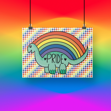 Load image into Gallery viewer, Rainbow Prideosaur 5x7 Art Print by Alexis Kennedy