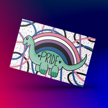 Load image into Gallery viewer, Gender Fluid Prideosaur 5x7 Art Print by Alexis Kennedy