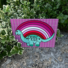 Load image into Gallery viewer, Lesbian Prideosaur 5x7 Art Print by Alexis Kennedy