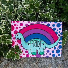 Load image into Gallery viewer, Bisexual Prideosaur 5x7 Art Print by Alexis Kennedy