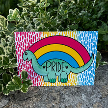 Load image into Gallery viewer, Pansexual Prideosaur 5x7 Art Print by Alexis Kennedy