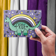 Load image into Gallery viewer, Non Binary Prideosaur 5x7 Art Print by Alexis Kennedy