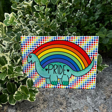 Load image into Gallery viewer, Rainbow Prideosaur 5x7 Art Print by Alexis Kennedy