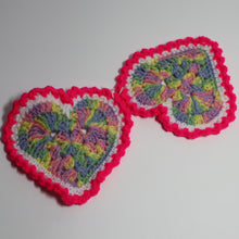 Load image into Gallery viewer, Pastel Princess Crochet Heart Coasters
