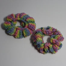 Load image into Gallery viewer, Pastel Rainbow Crochet Scrunchies (2-Pack)
