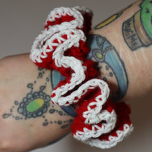 Load image into Gallery viewer, Fangs of Red Crochet Scrunchie
