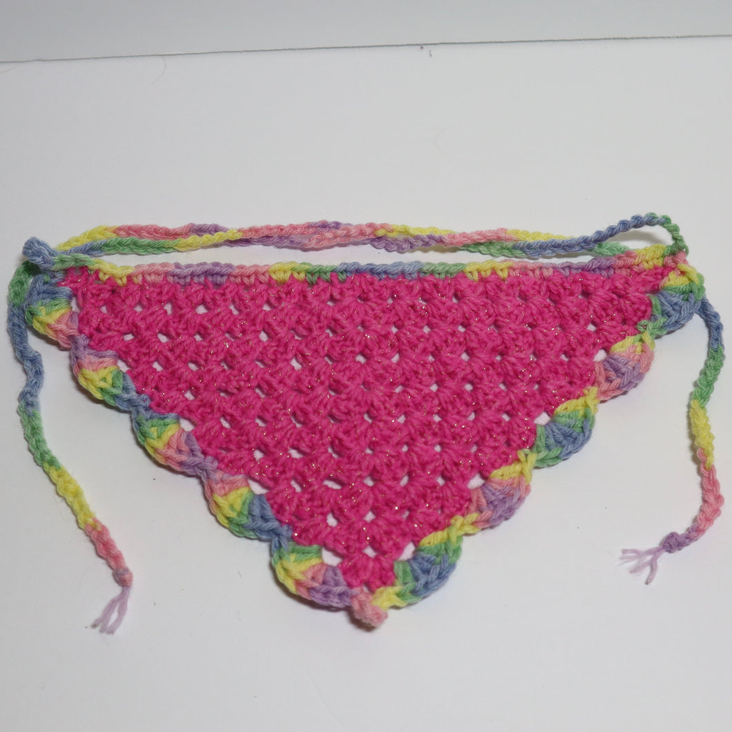 Hot Glitter Pink Crochet Bandana