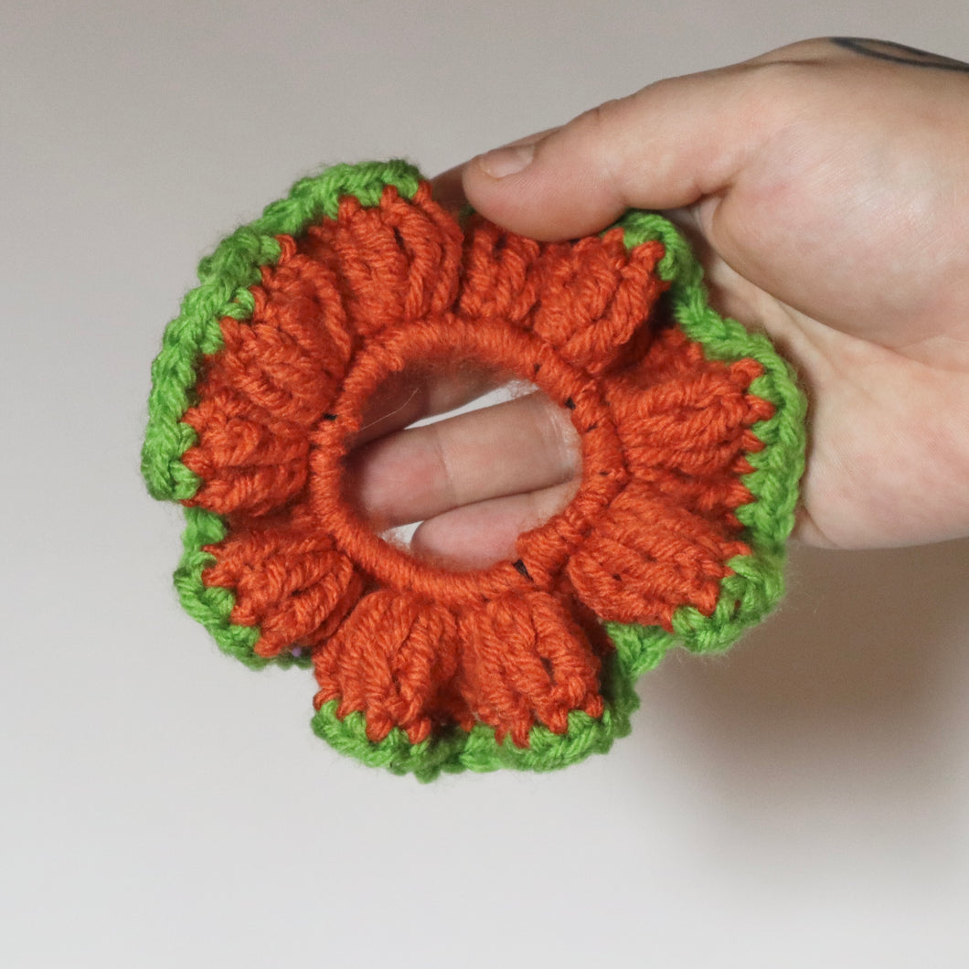 Autumn Pumpkin Crochet Scrunchie