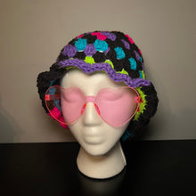 Load image into Gallery viewer, Blacklight Splatter Crochet Bucket Hat
