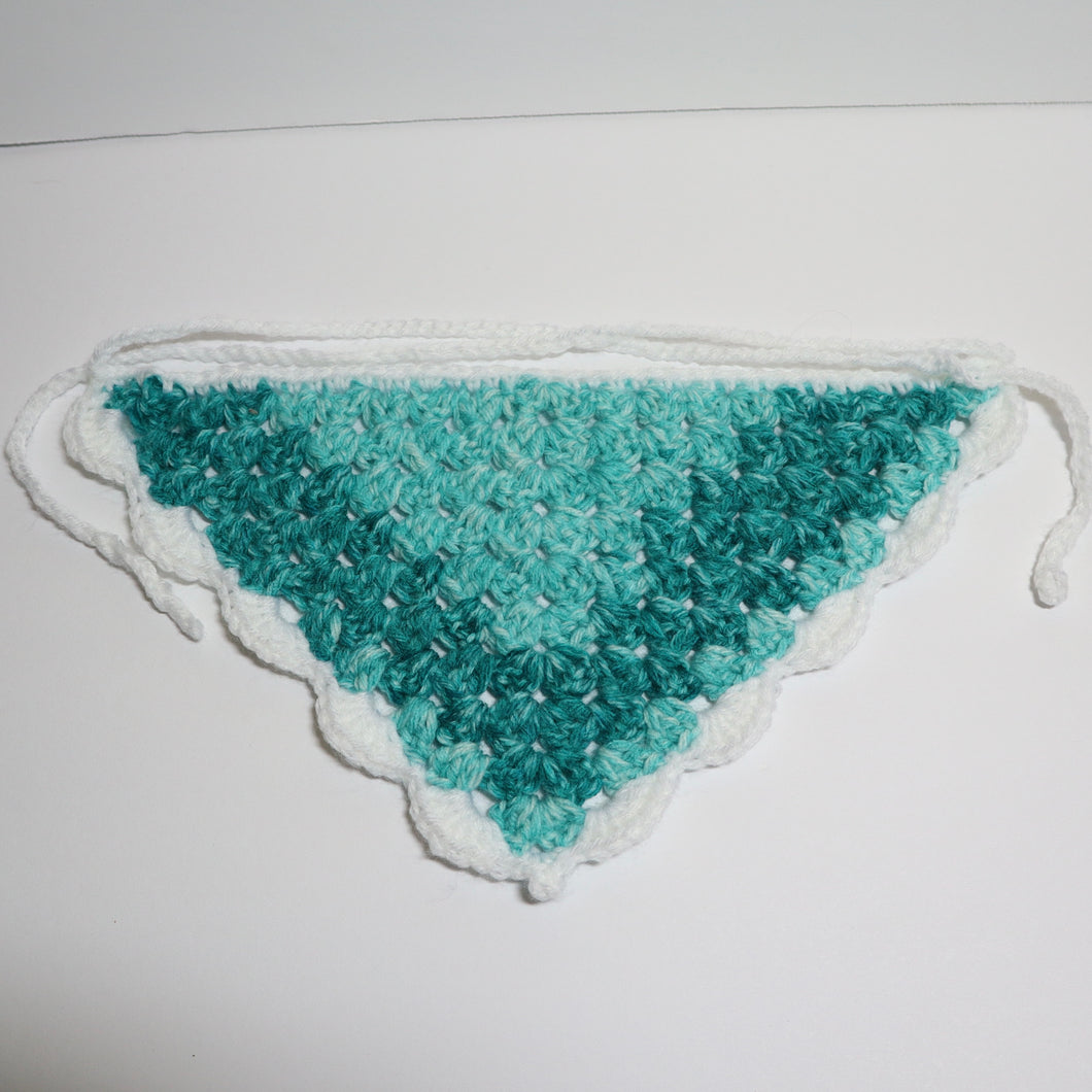 Teal Stripes Crochet Bandana