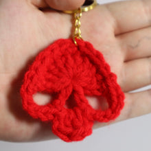 Load image into Gallery viewer, Vampire Fang Crochet Skull Keychain
