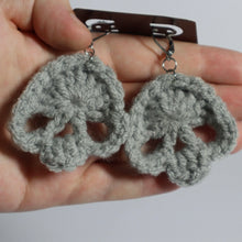 Load image into Gallery viewer, Silver Swords Crochet Skull Earrings
