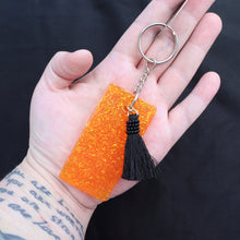 Load image into Gallery viewer, Batty Orange Resin Halloween Keychain
