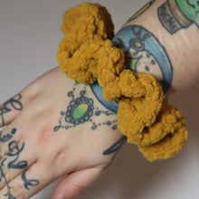 Load image into Gallery viewer, Mustard Chunky Crochet Scrunchie

