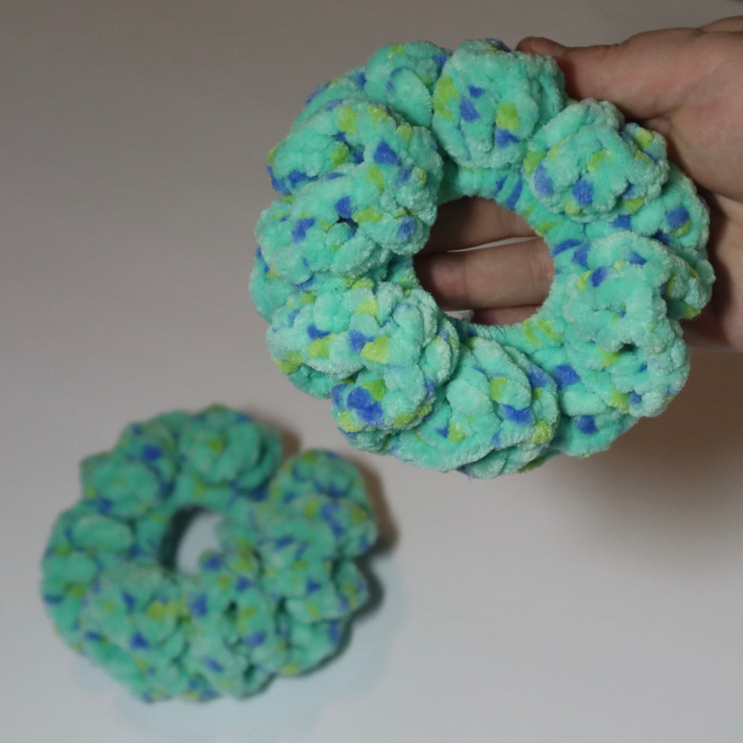 Polka Dot Monster Crochet Velvet Scrunchie