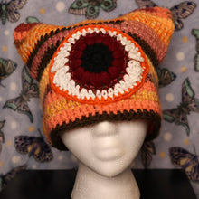 Load image into Gallery viewer, Cinnamon Pumpkin Eyeball Cat Hat
